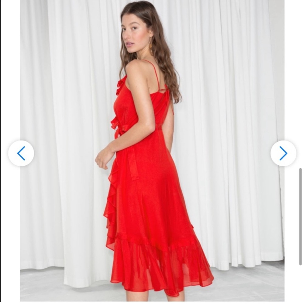 BLOGGERS’ FAVE! NWOT ‘& Other Stories’ Ruffled Wrap Dress in Red, sz. 4